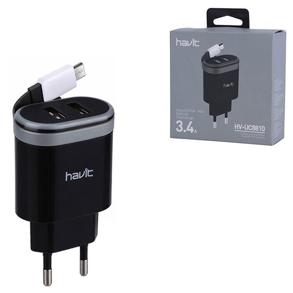 شارژر دیواری سیم وصل 17 وات هویت HV-UC8810 3.4A