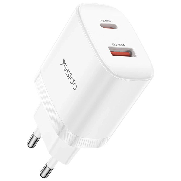 شارژر دیواری 20 وات یسیدو YC106 GaN QC PD 3A + کابل تبدیل تایپ سی