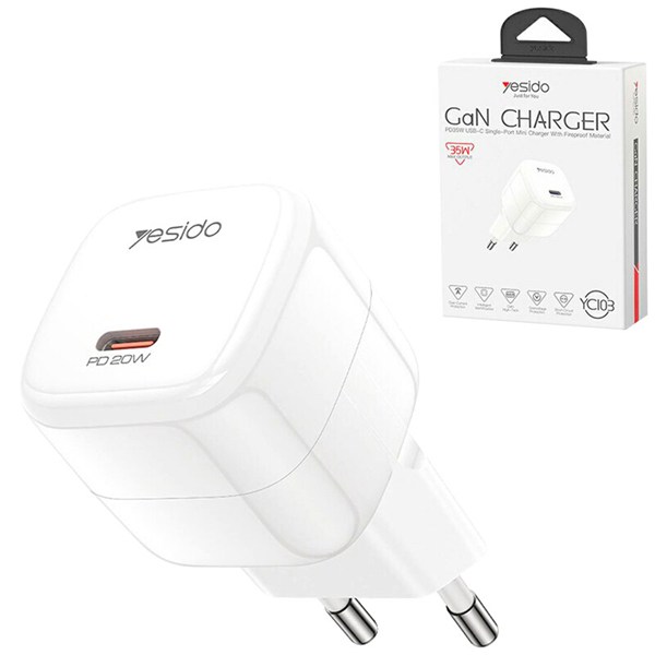شارژر دیواری 20 وات یسیدو YC102 PD 3A