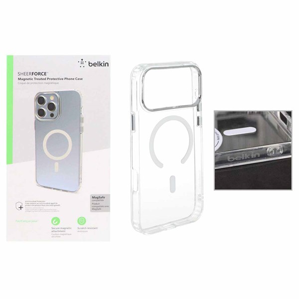 قاب اورجینال belkin شفاف Magsafe مدل Apple iPhone 17 Pro (پک دار)