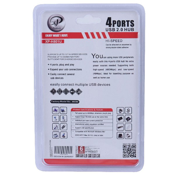 هاب 4 پورت USB ایکس پی پروداکت H-801U