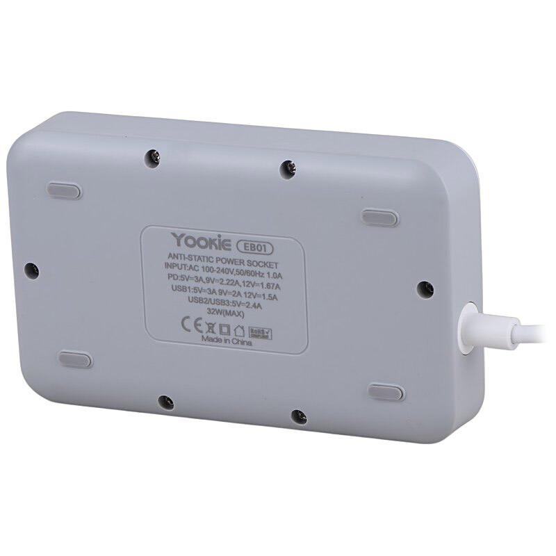 چند راهی 4 خانه یوکی EB01 با کابل 1.5 متری + شارژر USB و Type-C
