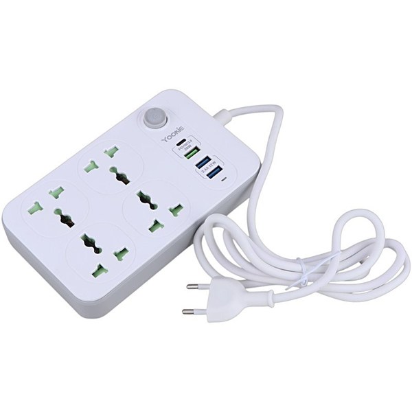 چند راهی 4 خانه یوکی EB01 با کابل 1.5 متری + شارژر USB و Type-C