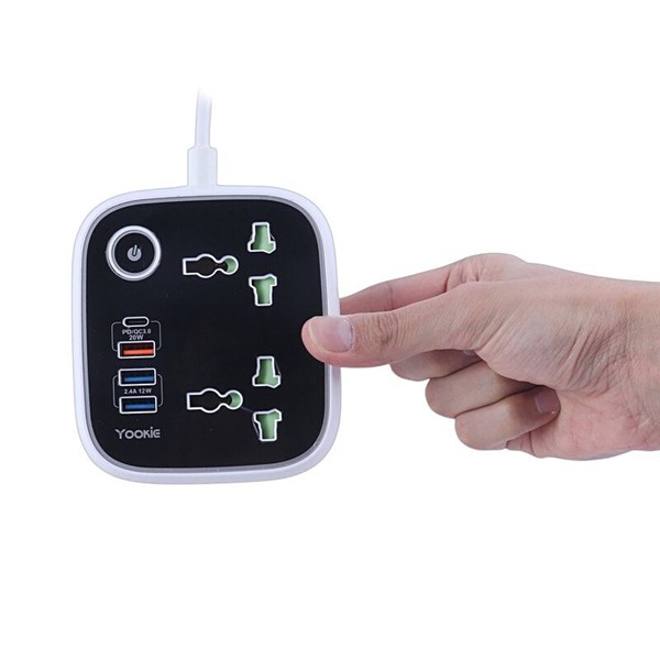 چند راهی 2 خانه یوکی EB03 با کابل 1.4 متری + شارژر USB و Type-C