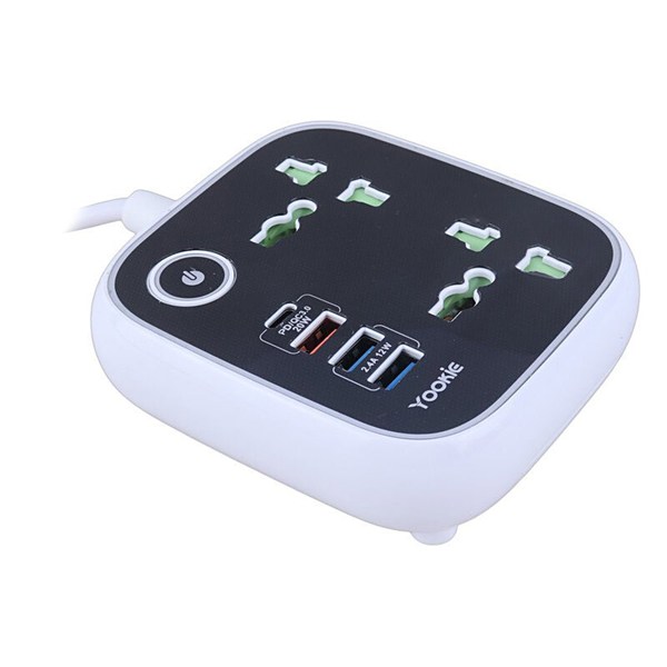 چند راهی 2 خانه یوکی EB03 با کابل 1.4 متری + شارژر USB و Type-C