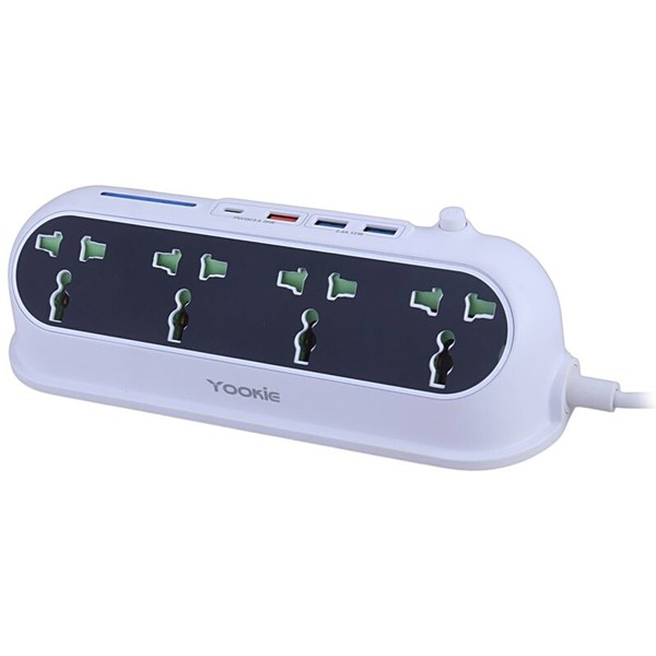 چند راهی 4 خانه یوکی EB02 با کابل 1.4 متری + شارژر USB و Type-C