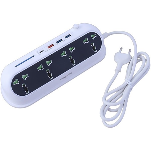 چند راهی 4 خانه یوکی EB02 با کابل 1.4 متری + شارژر USB و Type-C