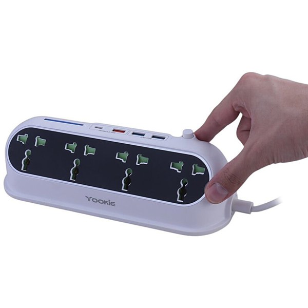 چند راهی 4 خانه یوکی EB02 با کابل 1.4 متری + شارژر USB و Type-C