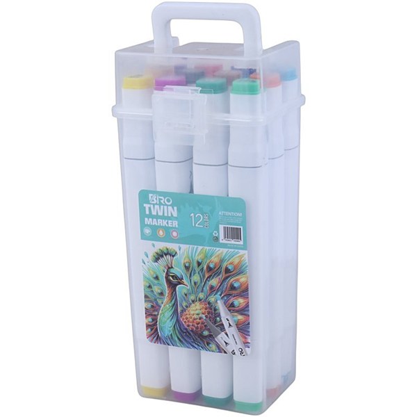 ماژیک نقاشی دو سر 12 رنگ بیرو Twin Marker