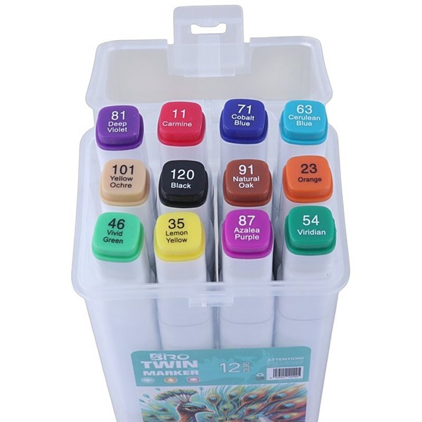 ماژیک نقاشی دو سر 12 رنگ بیرو Twin Marker