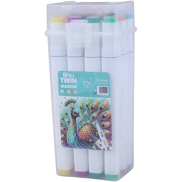 ماژیک نقاشی دو سر 12 رنگ بیرو Twin Marker
