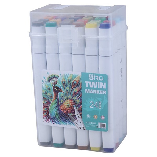 ماژیک نقاشی دو سر 24 رنگ بیرو Twin Marker