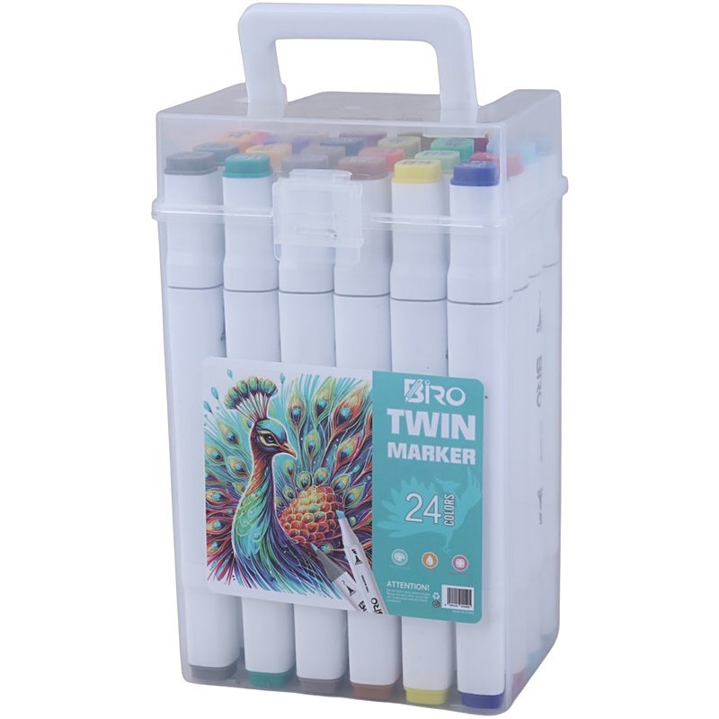 ماژیک نقاشی دو سر 24 رنگ بیرو Twin Marker