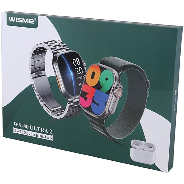 پکیج ساعت هوشمند و هندزفری بلوتوثی ویسمی WS-80 Ultra 2