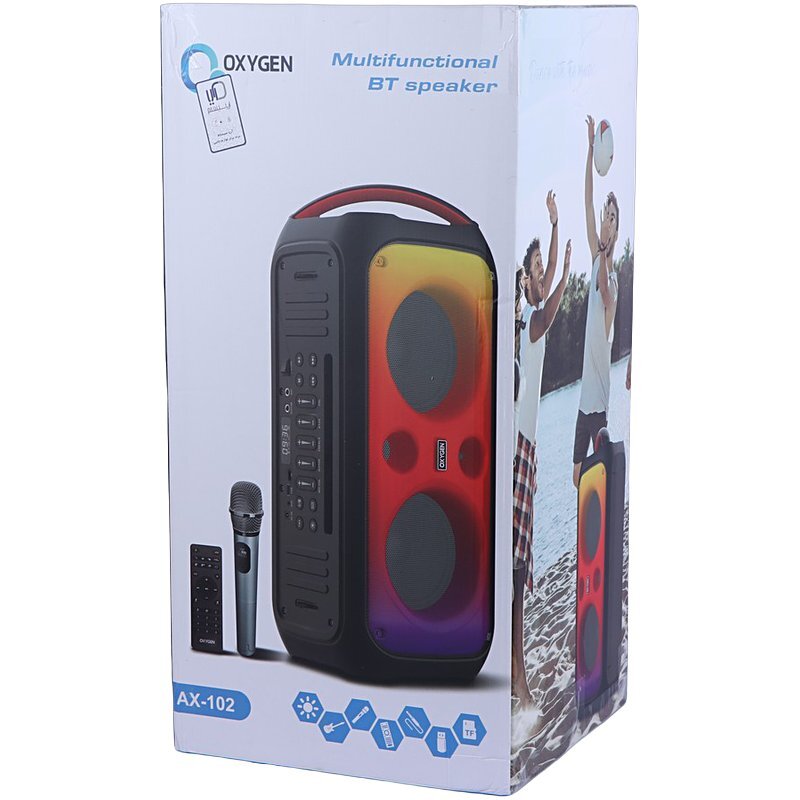 اسپیکر بلوتوثی اکسیژن AX-102 + میکروفون و ریموت کنترل