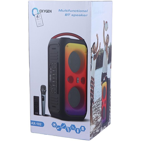 اسپیکر بلوتوثی اکسیژن AX-102 + میکروفون و ریموت کنترل