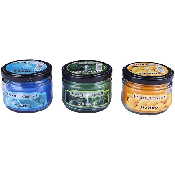 شمع شیشه ای عطری گرد ماموت کندل کد MO-75