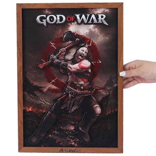 تابلو شاسی سه بعدی آرت لاین کات طرح God Of War سایز 30*40 سانتی متر