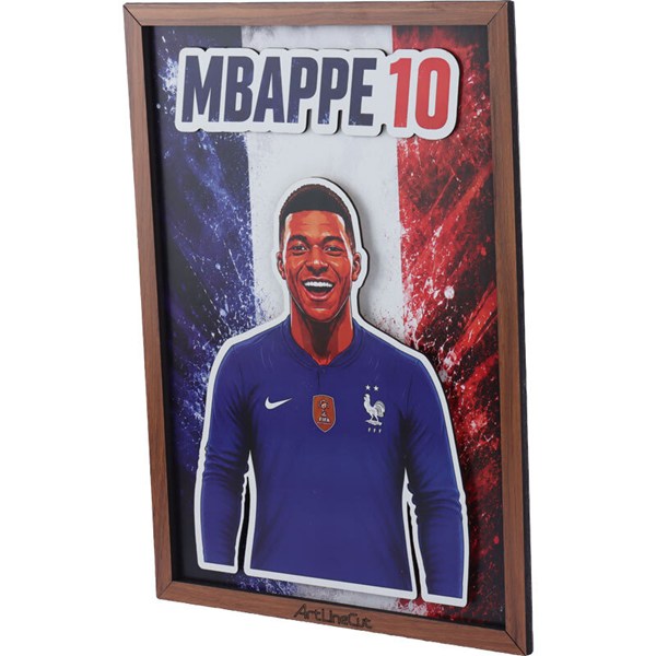 تابلو شاسی سه بعدی آرت لاین کات طرح Mbappe سایز 30*40 سانتی متر