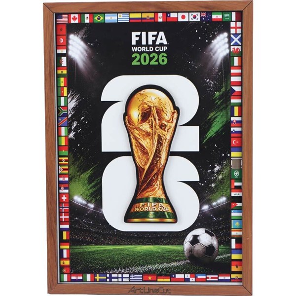 تابلو شاسی سه بعدی آرت لاین کات طرح Fifa World Cup 2026 سایز 30*40 سانتی متر