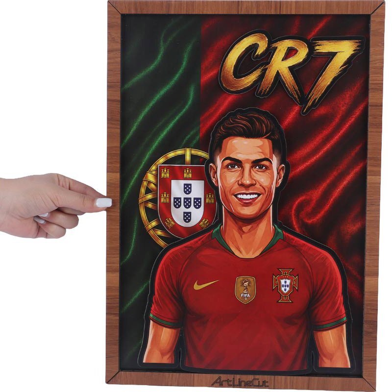 تابلو شاسی سه بعدی آرت لاین کات طرح CR7 سایز 30*40 سانتی متر