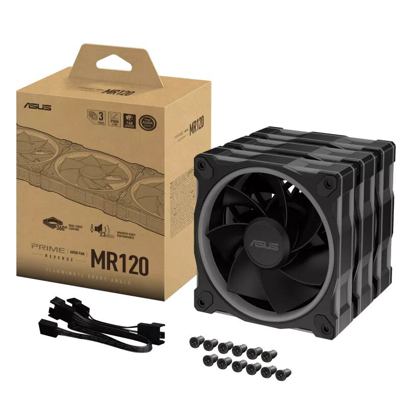 فن کیس ایسوس Prime MR120 ARGB Reverse Blade سایز 120 میلی متری بسته 3 عددی