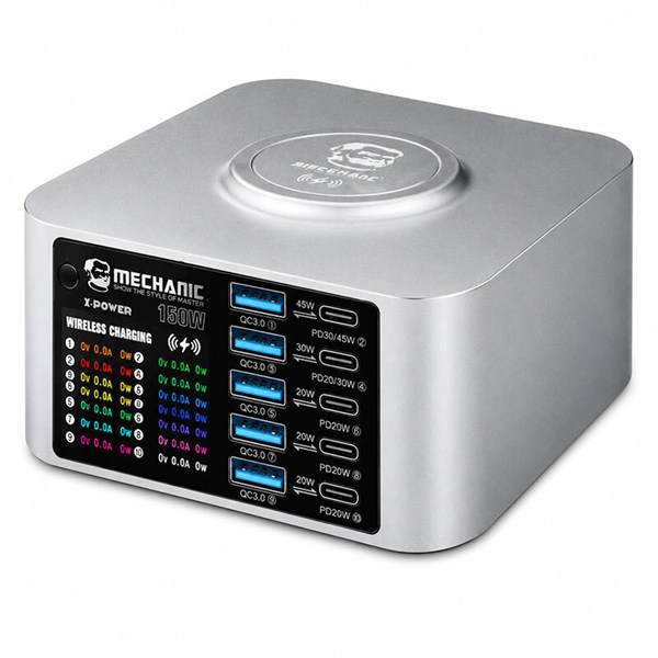 شارژر و تستر مکانیک X-Power 10Port QC3.0 PD 150W Type-C/USB