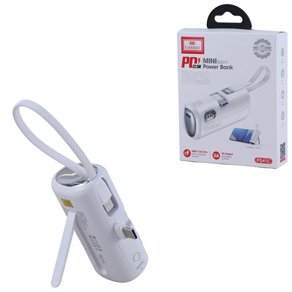 پاور بانک فست شارژ ارلدام ET-PD41C VOOC QC3.0 PD 22.5W ظرفیت 5000 میلی آمپر ساعت