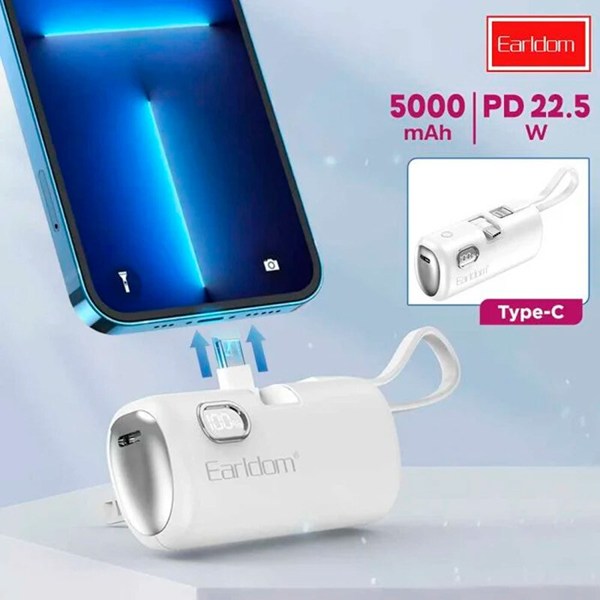 پاور بانک فست شارژ ارلدام ET-PD41C VOOC QC3.0 PD 22.5W ظرفیت 5000 میلی آمپر ساعت