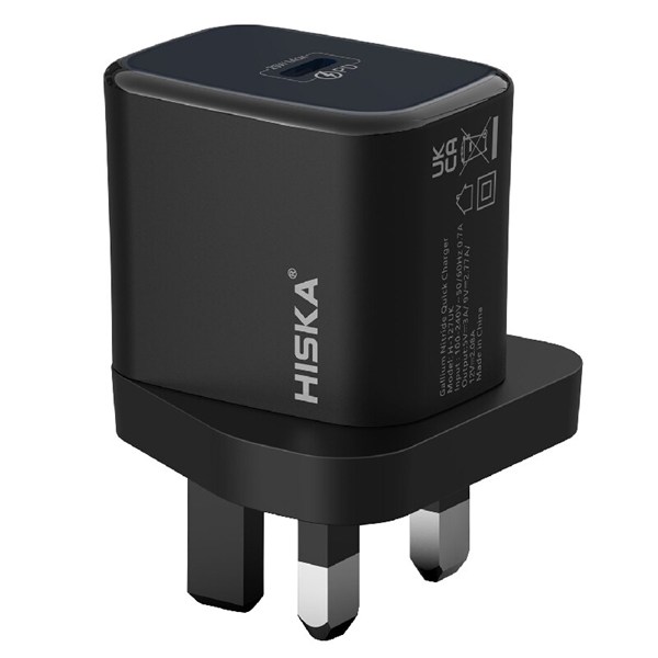 شارژر دیواری 25 وات هیسکا H-127UK GaN QC3.0 PD 3A