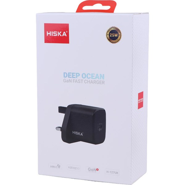 شارژر دیواری 25 وات هیسکا H-127UK GaN QC3.0 PD 3A