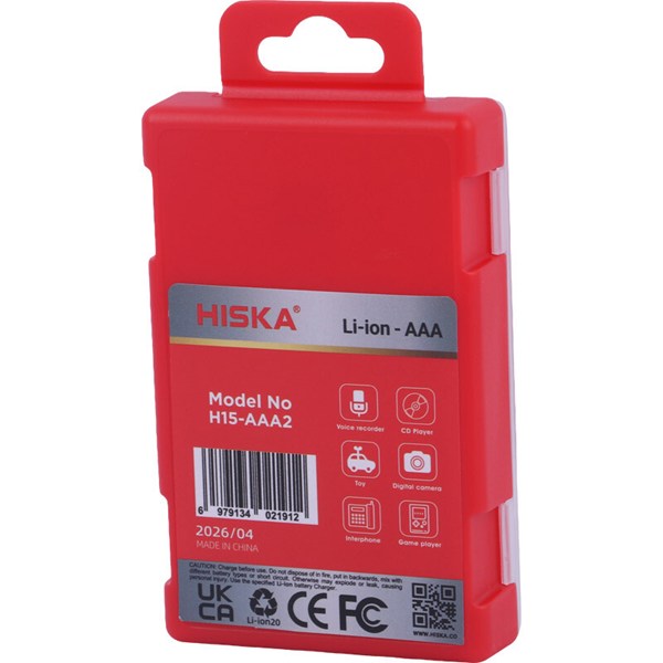 باتری دوتایی نیم قلمی شارژی هیسکا Hiska H15-AAA2 AAA 780mAh