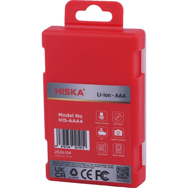 باتری چهارتایی نیم قلمی شارژی هیسکا Hiska H15-AAA4 AAA 780mAh