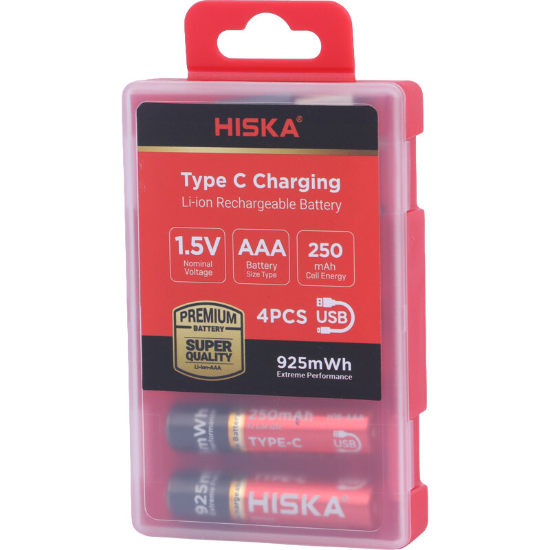 باتری چهارتایی نیم قلمی شارژی هیسکا Hiska H16-AAA4 AAA 250mAh