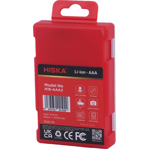 باتری دوتایی نیم قلمی شارژی هیسکا Hiska H16-AAA2 AAA 250mAh