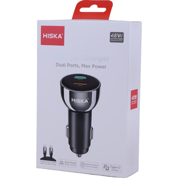 شارژر فندکی 30 وات هیسکا HCC-307 + کابل تایپ سی