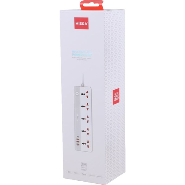 چند راهی 5 خانه هیسکا CH-5517UK با کابل 2 متری + شارژر USB و Type-C