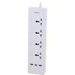 چند راهی 4 خانه هیسکا CH-5518UK با کابل 2 متری + شارژر USB و Type-C