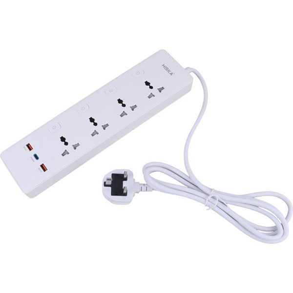 چند راهی 4 خانه هیسکا CH-5518UK با کابل 2 متری + شارژر USB و Type-C