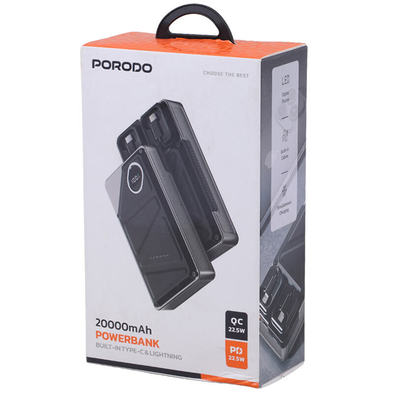پاور بانک فست شارژ پرودو PD-PBFCH056 QC PD 22.5W ظرفیت 20000 میلی آمپر ساعت