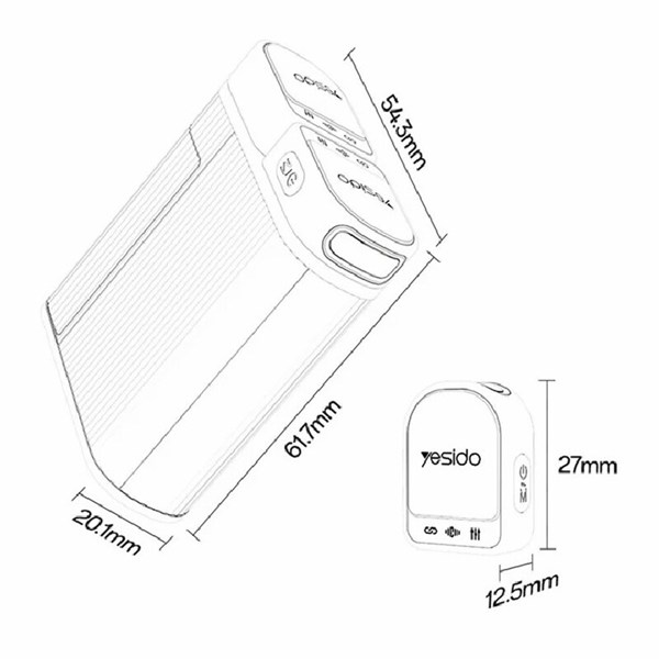 میکروفون یقه ای بی سیم دوتایی یسیدو KR19 Type-C / Lightning