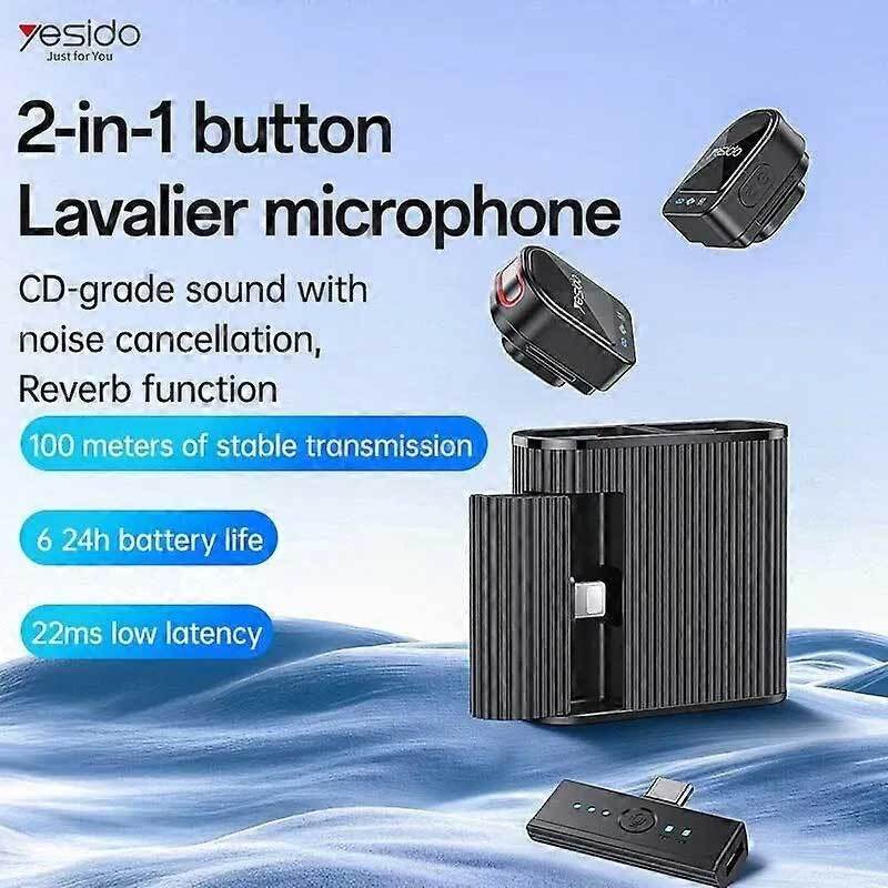 میکروفون یقه ای بی سیم دوتایی یسیدو KR19 Type-C / Lightning