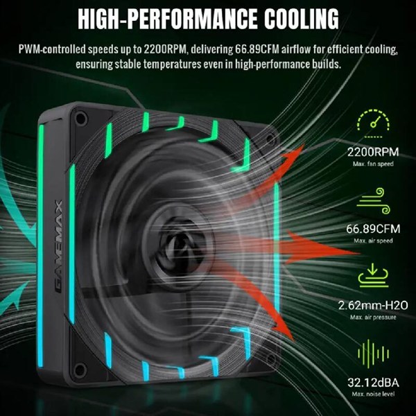 فن کیس گیم مکس Tornado T12 ARGB-R سایز 120 میلی متری