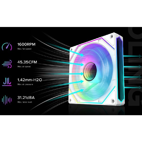 فن کیس گیم مکس FN12A-S8I-W سایز 120 میلی متری