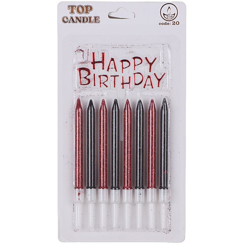 شمع تولد اکلیلی و تاپر Happy Birthday تاپ کندل کد 20 بسته 8 عددی