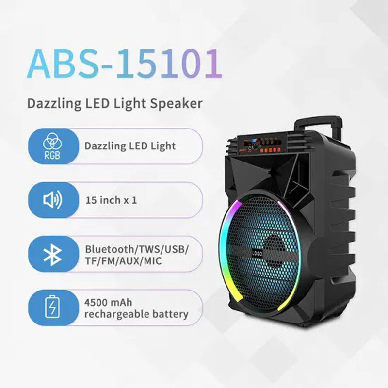 اسپیکر چمدانی بلوتوثی ایکس بیس ABS-15101 + میکروفون و ریموت کنترل