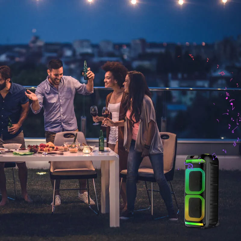 اسپیکر چمدانی بلوتوثی ایکس بیس ABS-8203 + میکروفون و ریموت کنترل