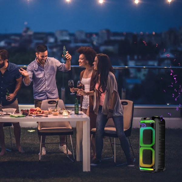 اسپیکر چمدانی بلوتوثی ایکس بیس ABS-8203 + میکروفون و ریموت کنترل