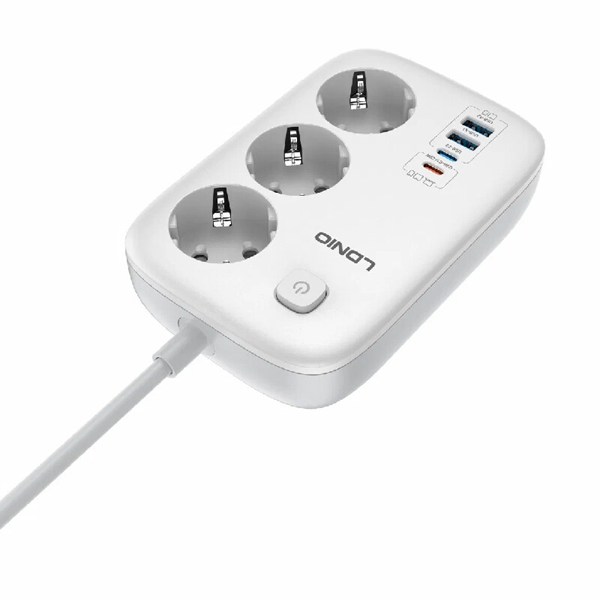 چند راهی 3 خانه ارت دار الدینیو SE2 با کابل 2 متری + شارژر USB و Type-C