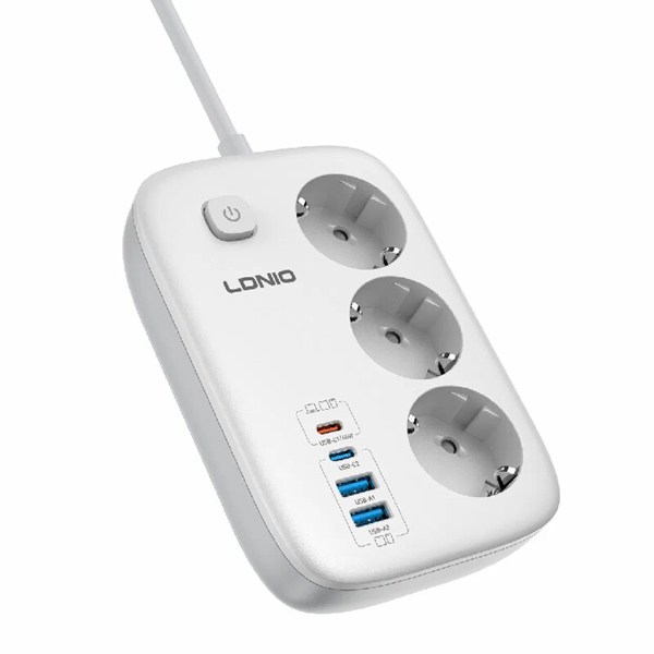 چند راهی 3 خانه ارت دار الدینیو SE2 با کابل 2 متری + شارژر USB و Type-C